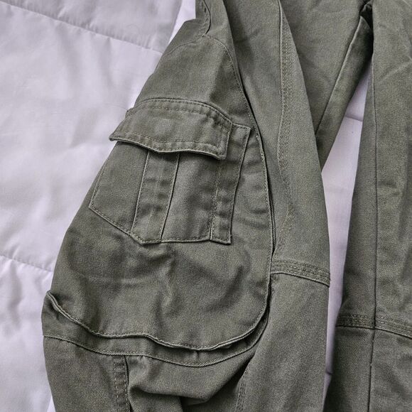 Brandy Melville Kim Cargo Pants 27 Green Adjustable Waist Drawstring Y2K Relaxed - Picture 5 of 11